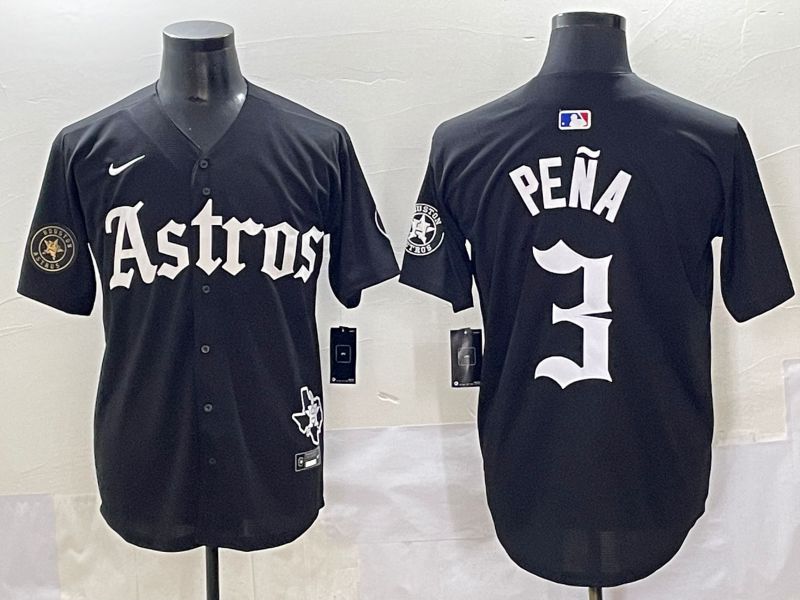 Men 2025 Houston Astros 3 Pena Black Five generations Joint Name Nike MLB Jersey style 20